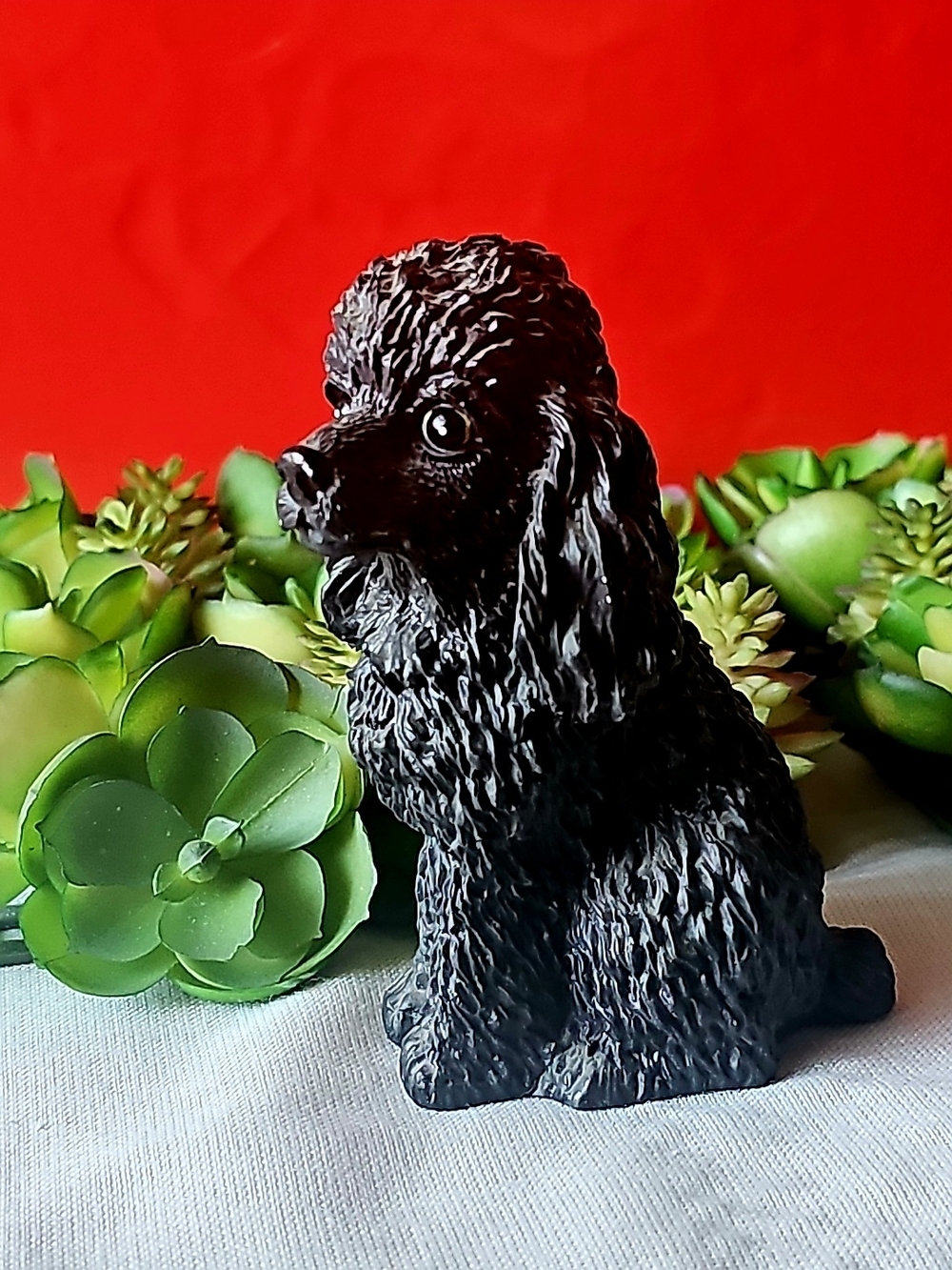 Life-like Collectible Black Poodle Dog-lover Ceramic Figurine Accent